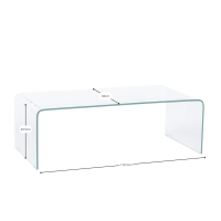 Coffee Ice salontafel : 12 mm transparant gehard glas