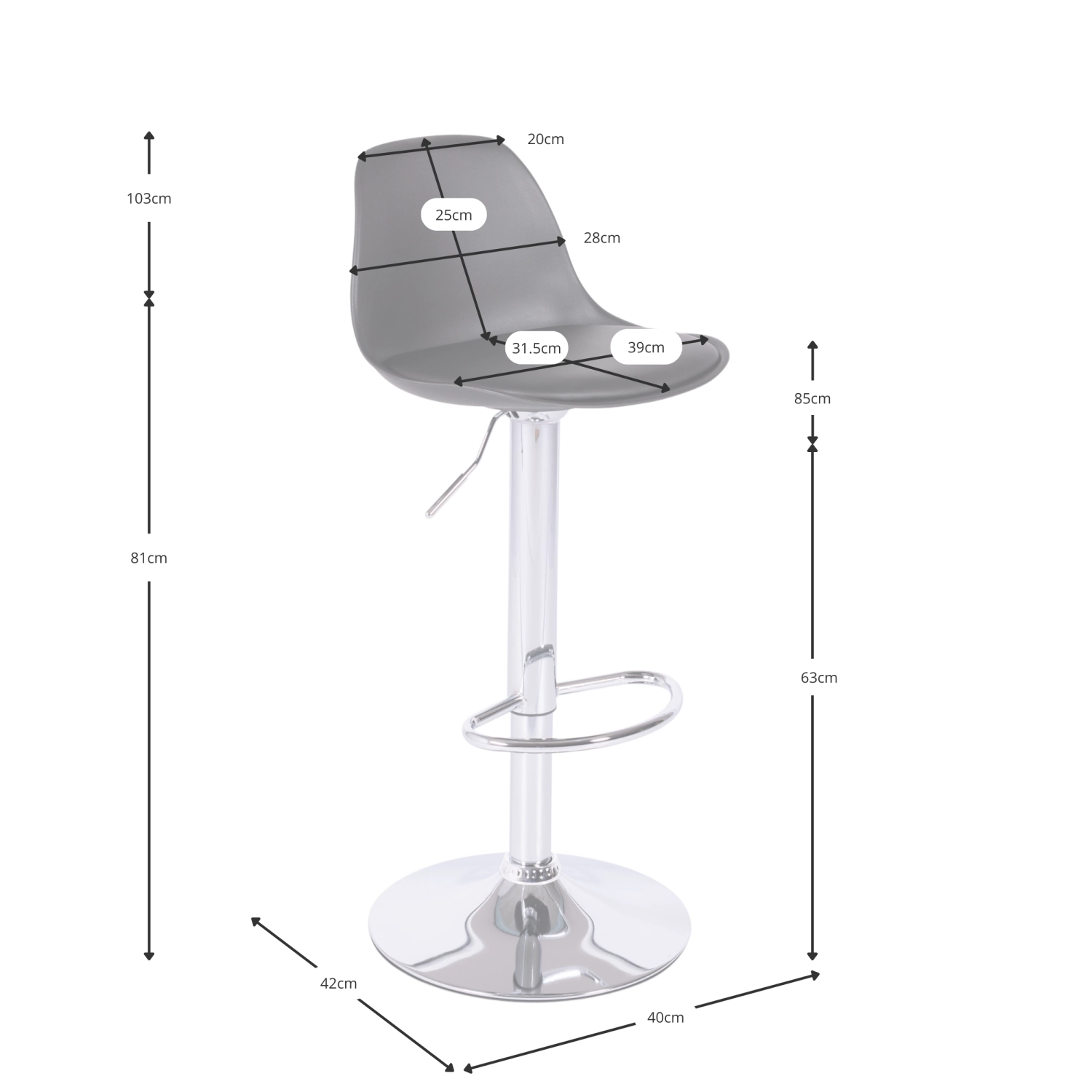 Jakkara säädettävä Kansas | Moderni, ergonominen muotoilu