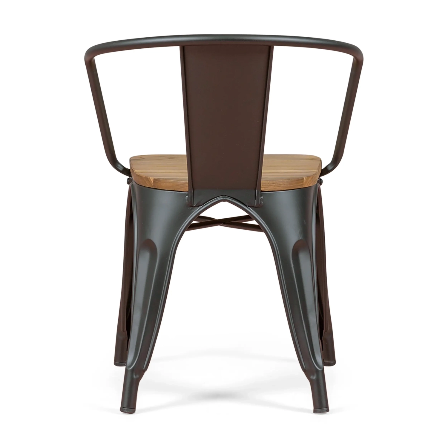 Bistro Arms Wood Chair | Industrial Chair with Armrests and Wooden Seat