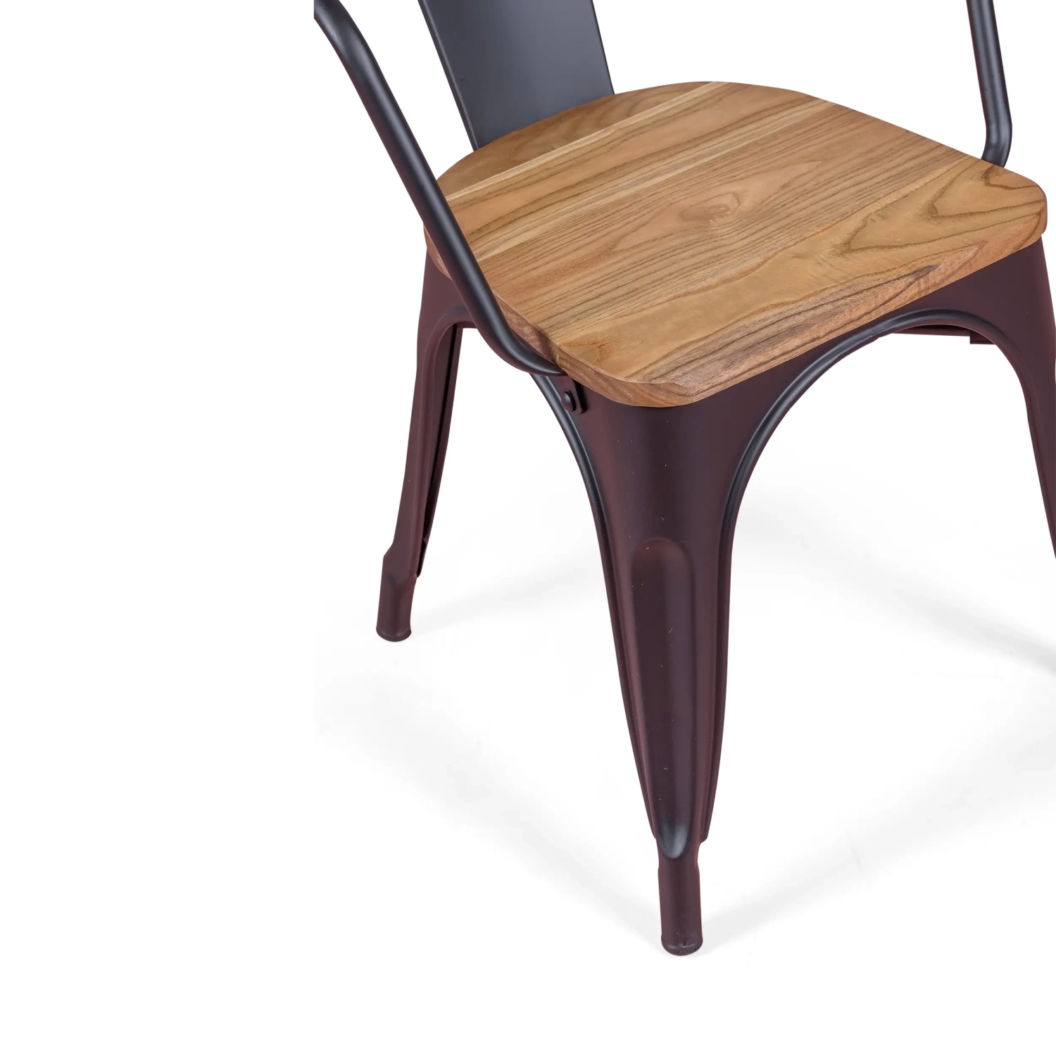Bistro Silla de madera con brazos | Silla industrial con brazos y asiento de madera
