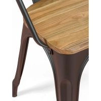 Bistro Chaise en bois à accoudoirs | Chaise industrielle avec accoudoirs et assise en bois