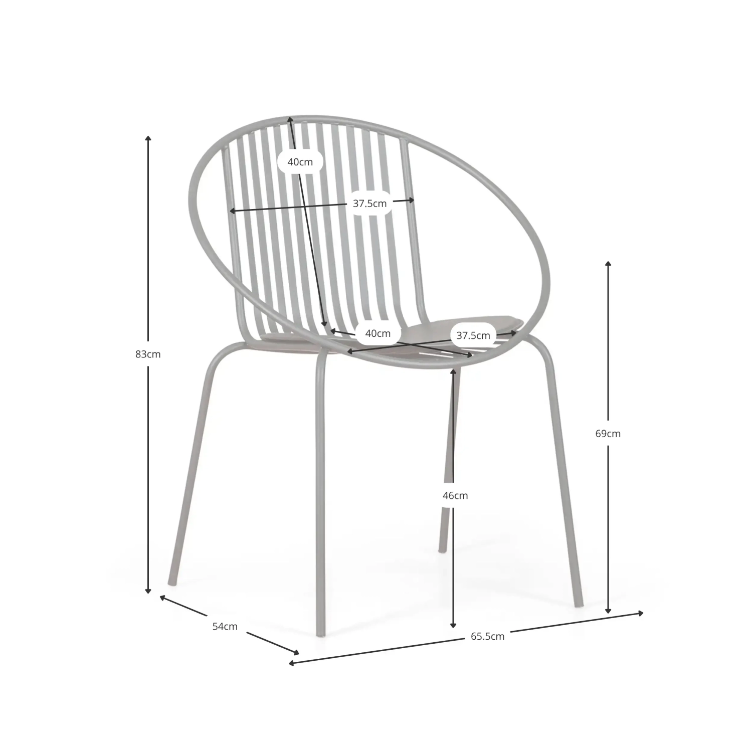 Chaise en métal Bali - Robuste et moderne pour l'intérieur et l'extérieur - - Bali Meubles Concept