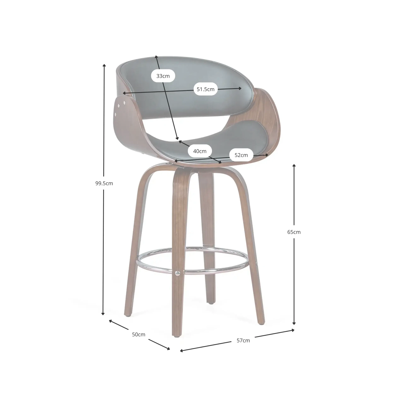 Hocker Burrow 66 cm - Stilvoller und bequemer Hocker skandinavisch aus Kunstleder Mobelarium
