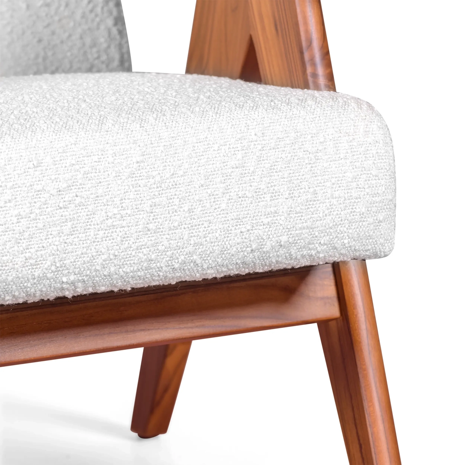 Poltrona lounge Confort Compass in legno e boucle - Mobilie Design