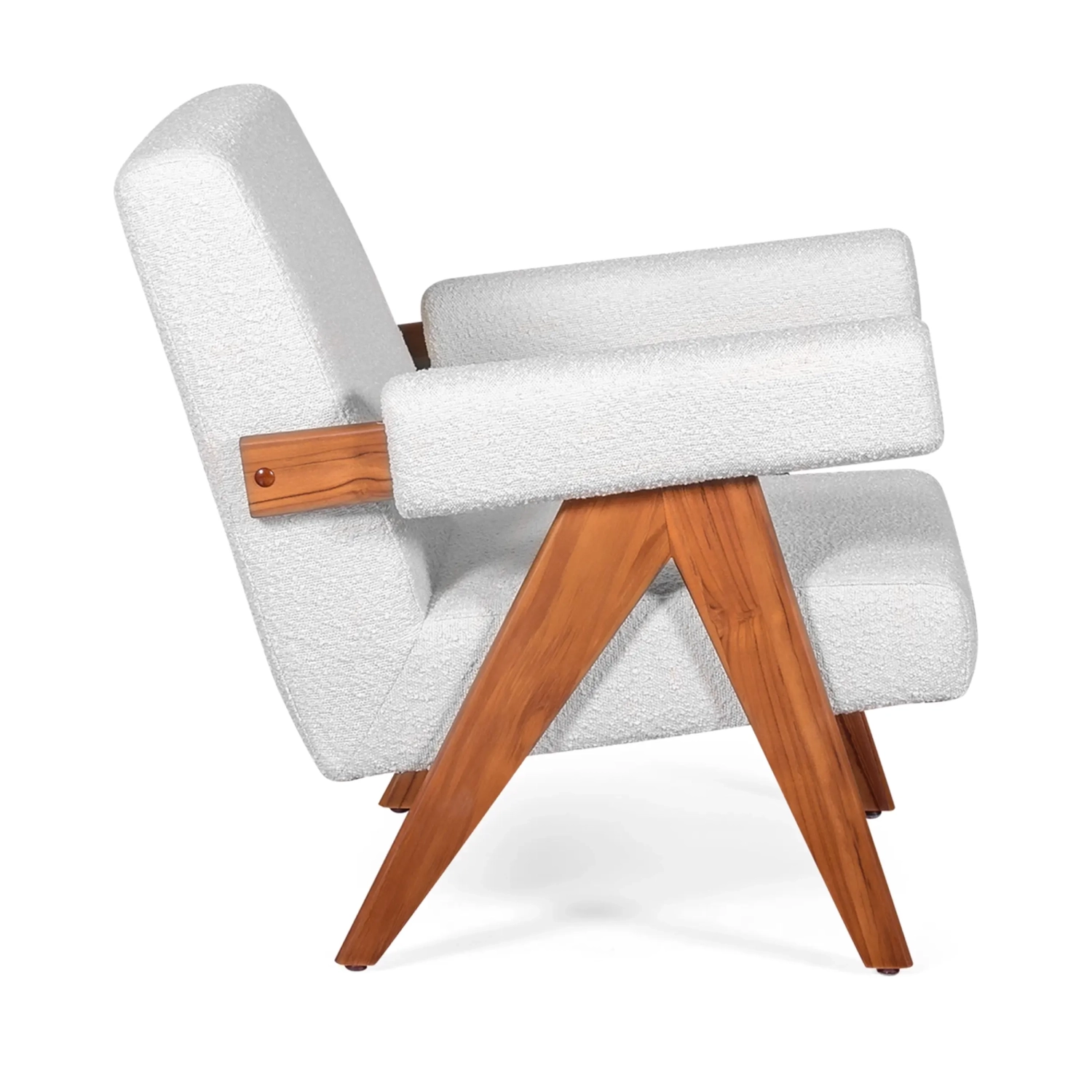 Cadeirão Confort lounge Compass em madeira e boucle - Mueble Design
