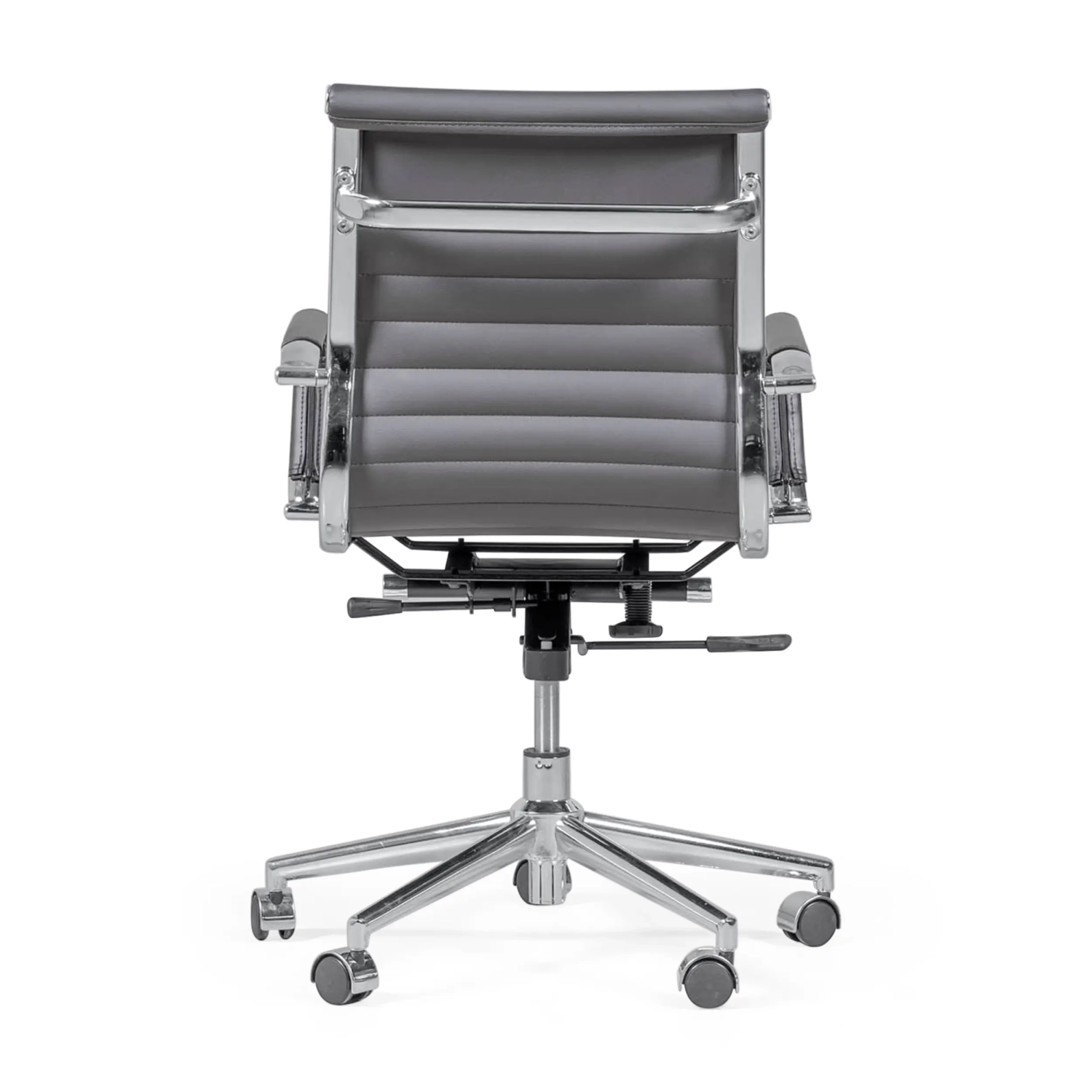 Chaise de bureau avec dossier bas | Design moderne en simili cuir et acier chromé