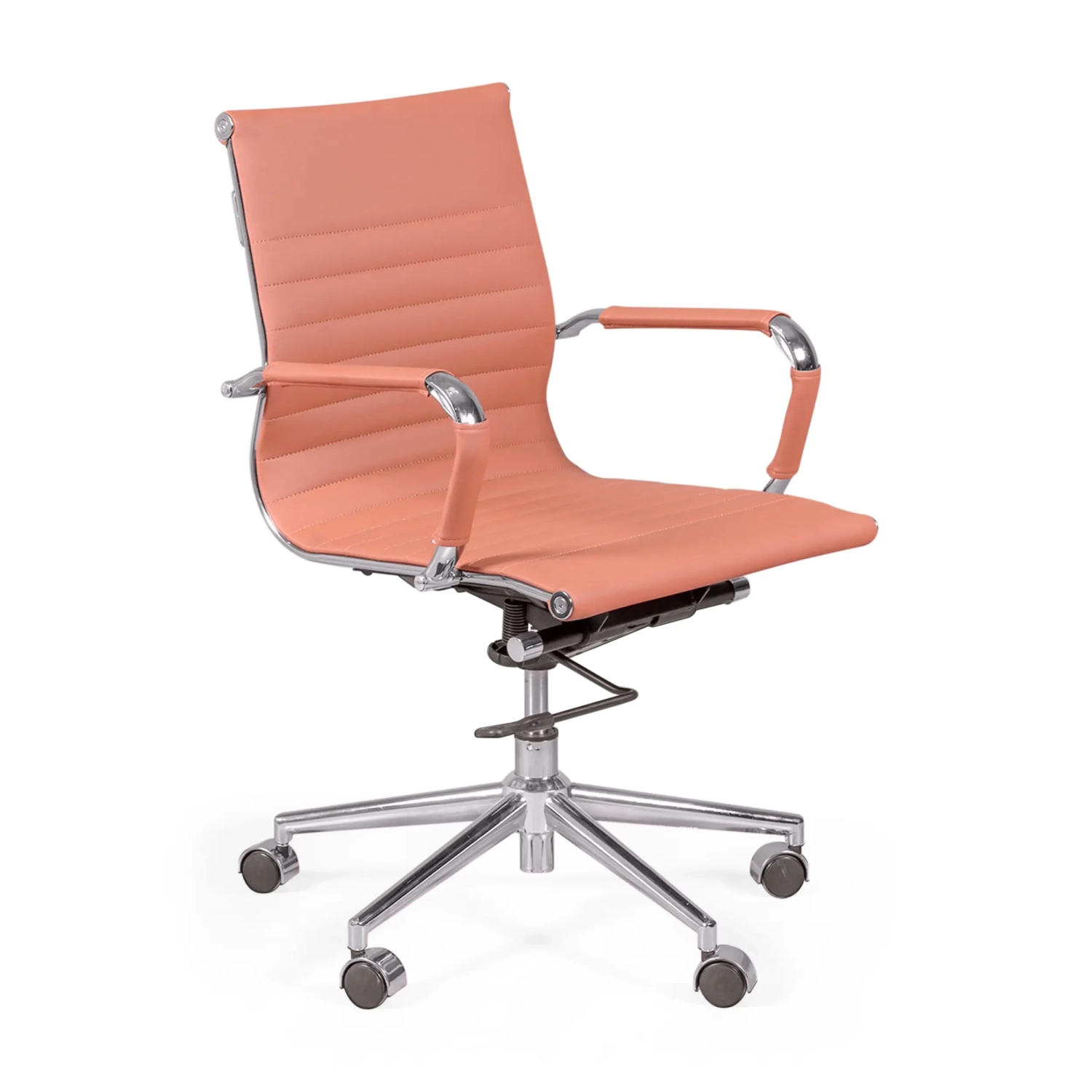 Chaise de bureau avec dossier bas | Design moderne en simili cuir et acier chromé