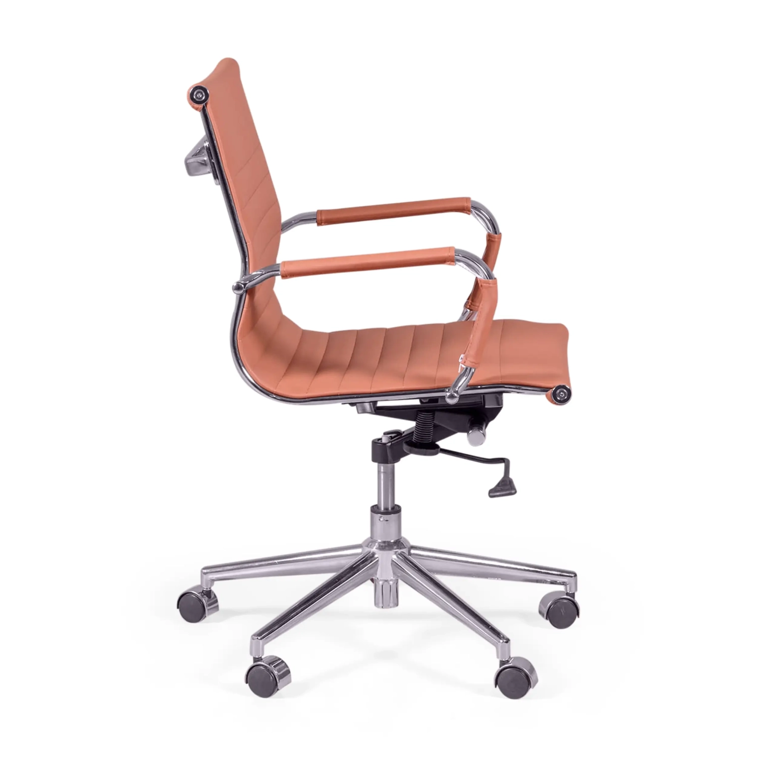 Chaise de bureau avec dossier bas | Design moderne en simili cuir et acier chromé