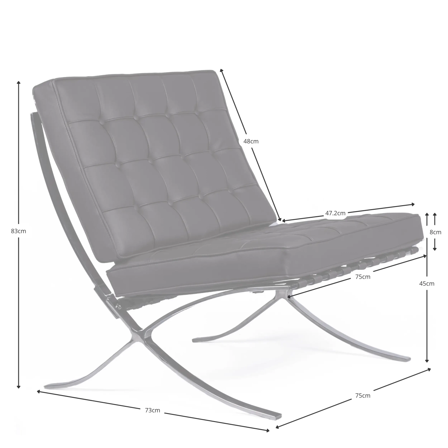 Barcelona Chair Inspiration aus Kunstleder - Modern Sessel - Mobelarium