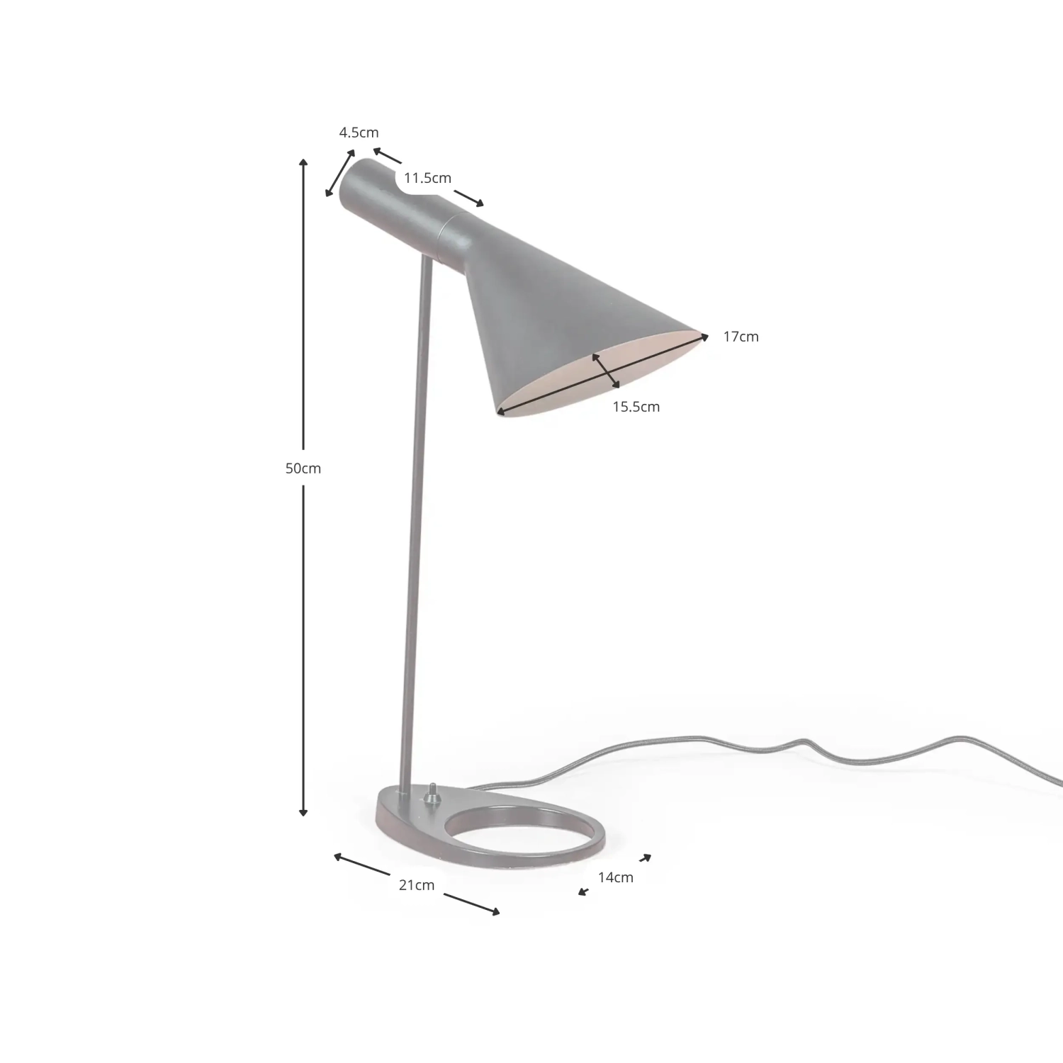 Candeeiro de mesa Jhon: design inspirado em Arne Jacobsen em aço