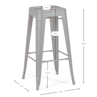 Barstol industriell Bistro 76 cm | Blankstål stapelbar