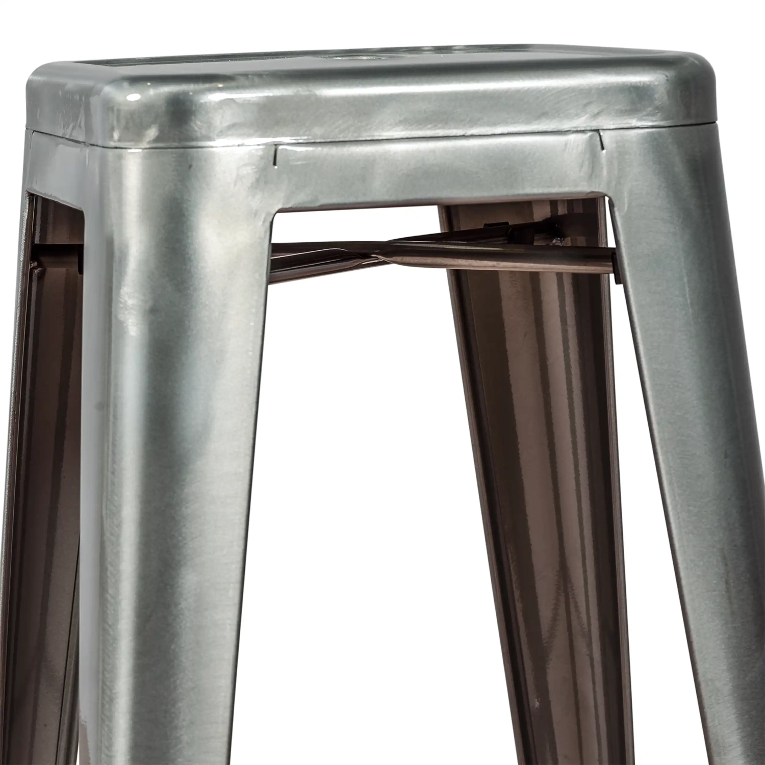 Stolička průmyslový Bistro 76 cm | Světlá ocel stohovatelná