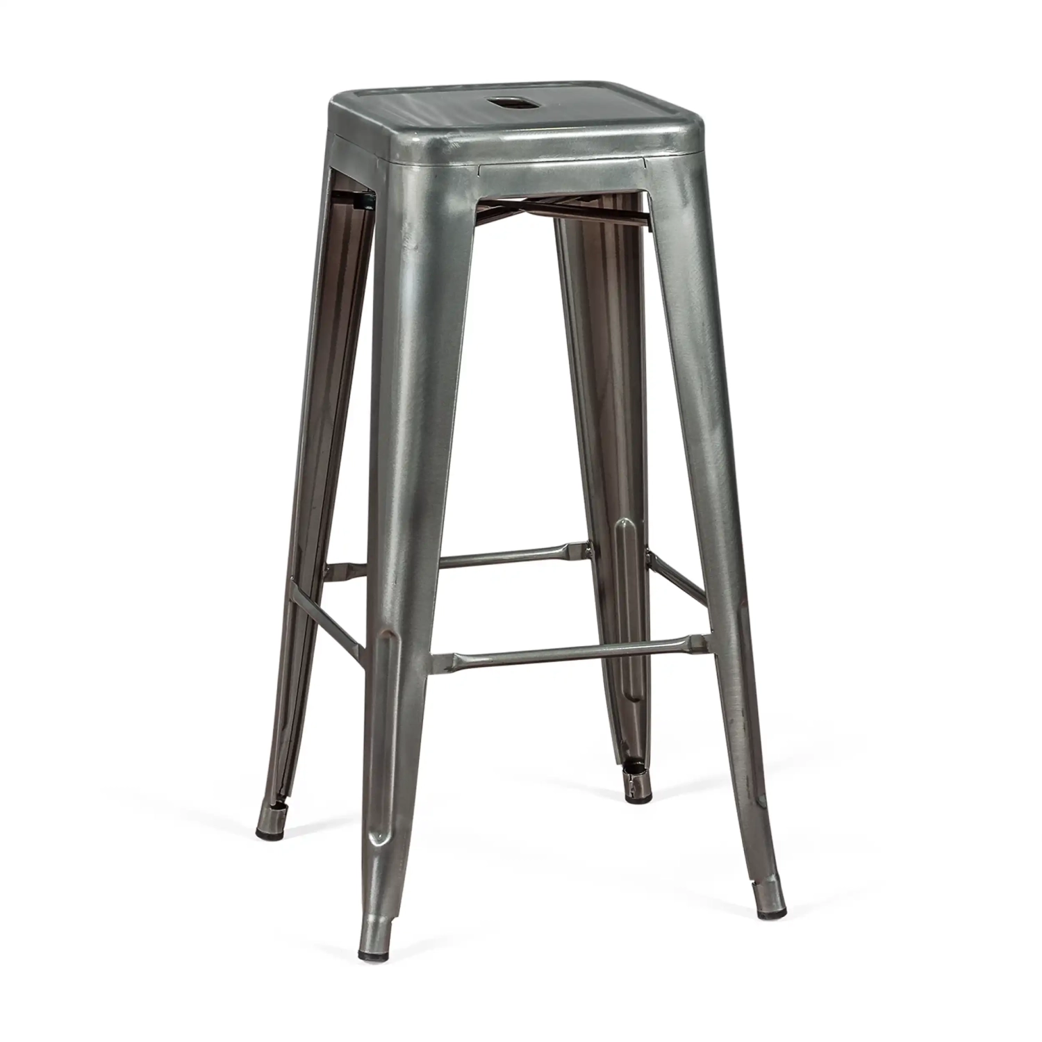Stołek przemysłowy Bistro 76 cm | Jasna stal z możliwością sztaplowania