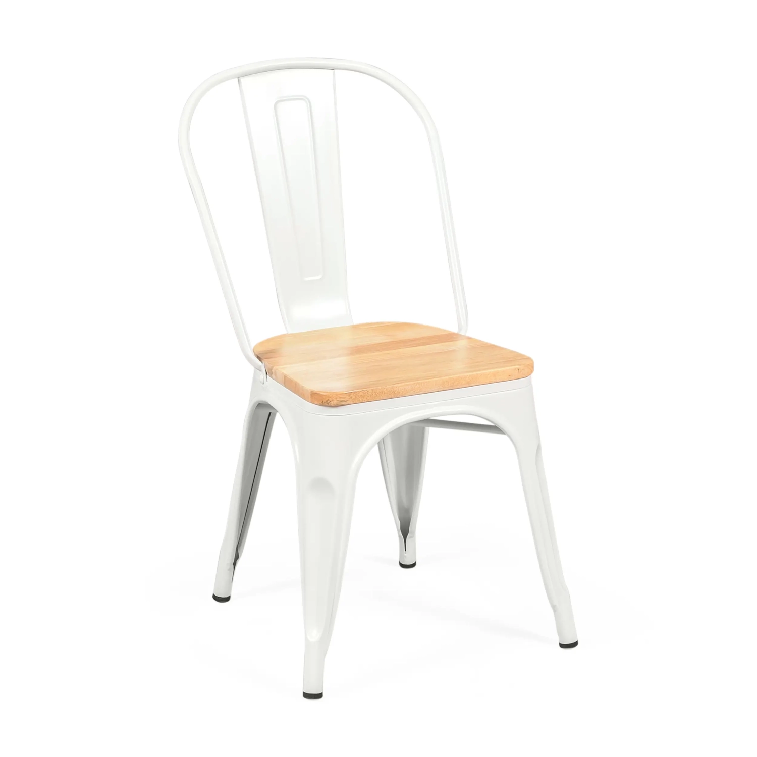 Stapelbarer Stuhl Bistro | Matter Stahl und Massivholz, industrieller Stil