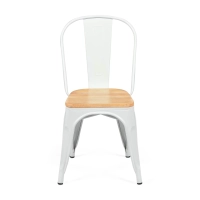 Silla Bistro apilable | Acero matte y madera maciza estilo industrial