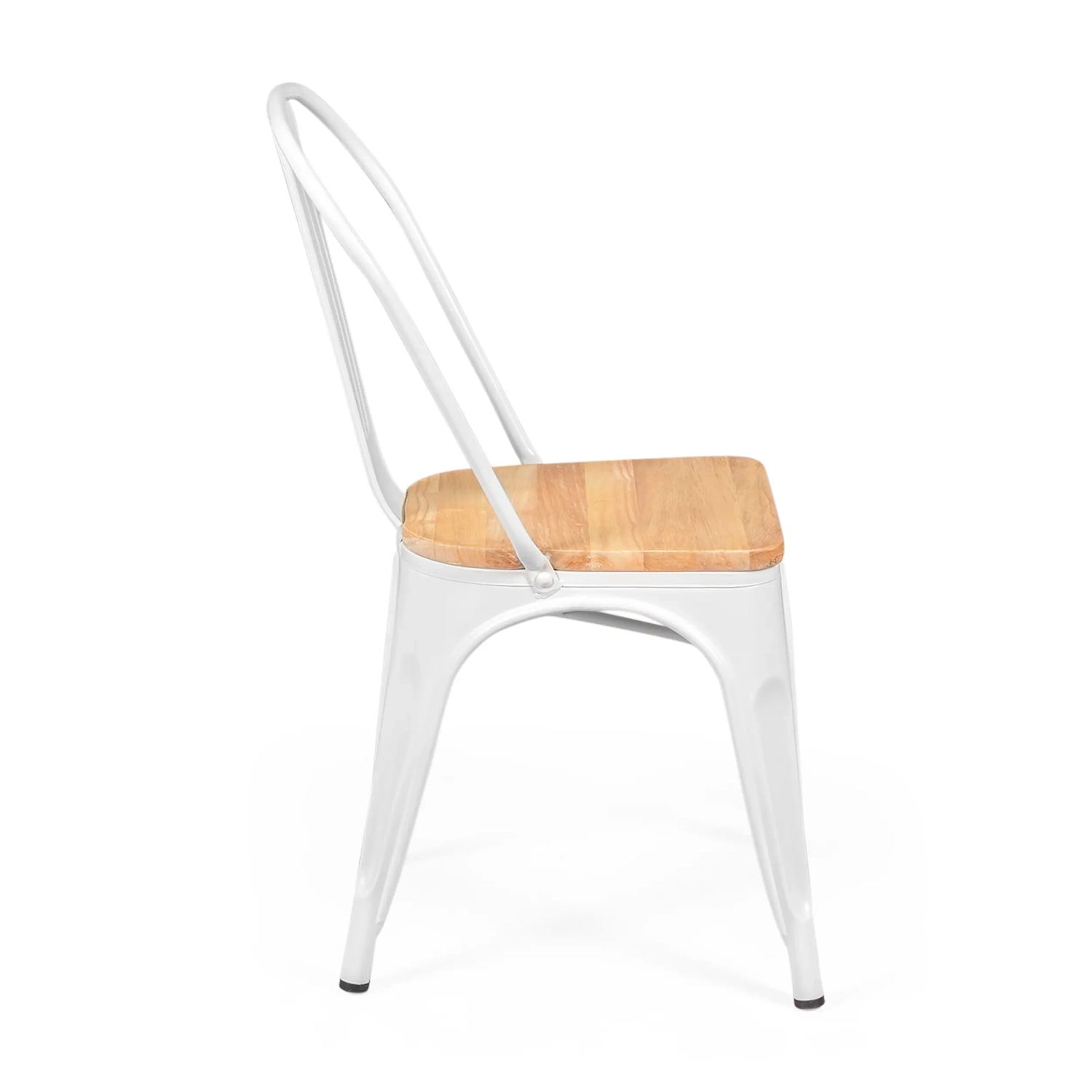 Stapelbarer Stuhl Bistro | Matter Stahl und Massivholz, industrieller Stil