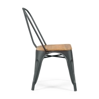 Silla Bistro apilable | Acero matte y madera maciza estilo industrial