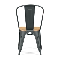 Stapelbare stoel Bistro | Mat staal en massief hout, industriële stijl