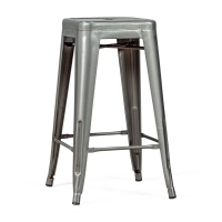 Sgabello Bistro industriale 66 cm | Acciaio impilabile lucido o opaco