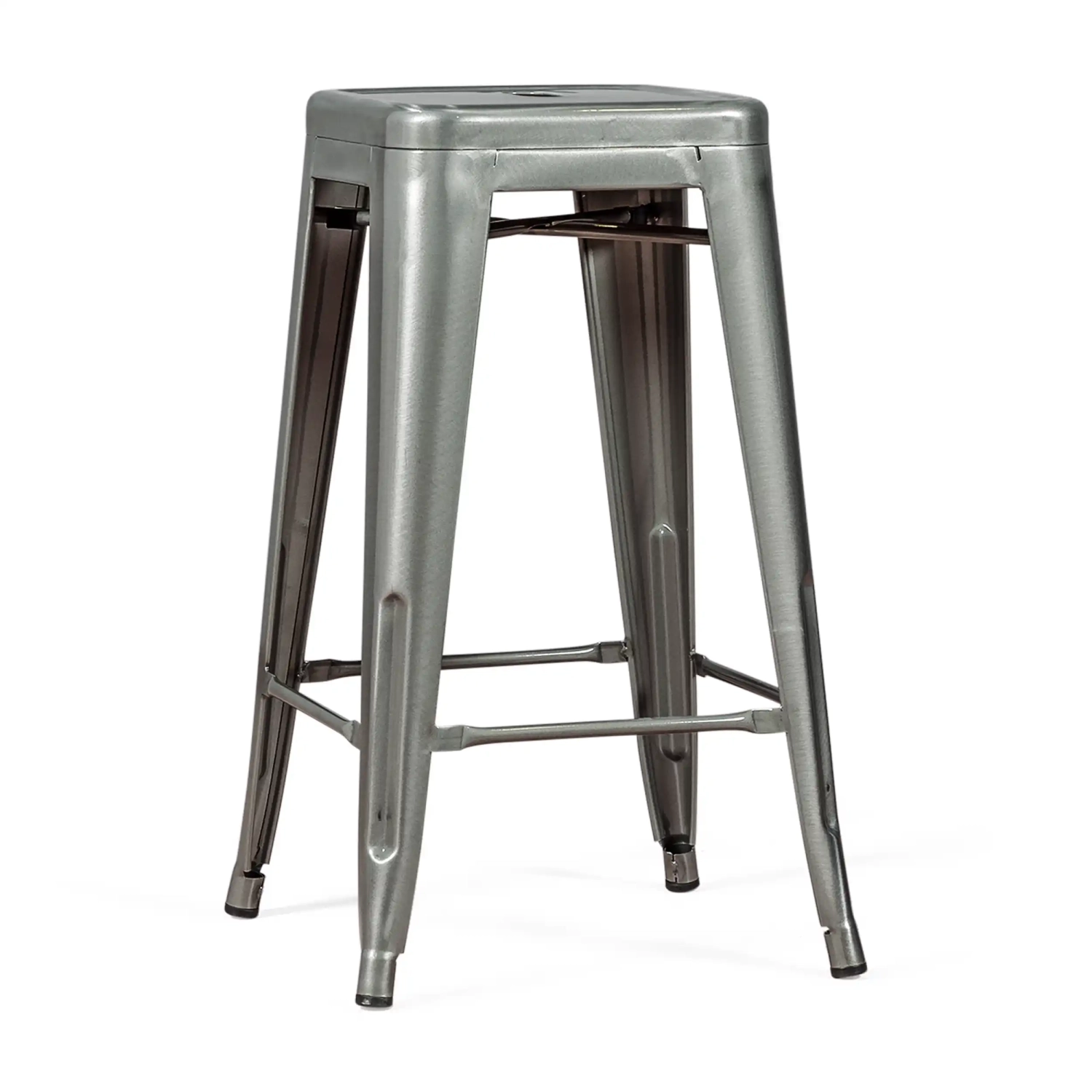 Tamborete industrial Bistro 66 cm | Aço empilhável brilhante ou mate