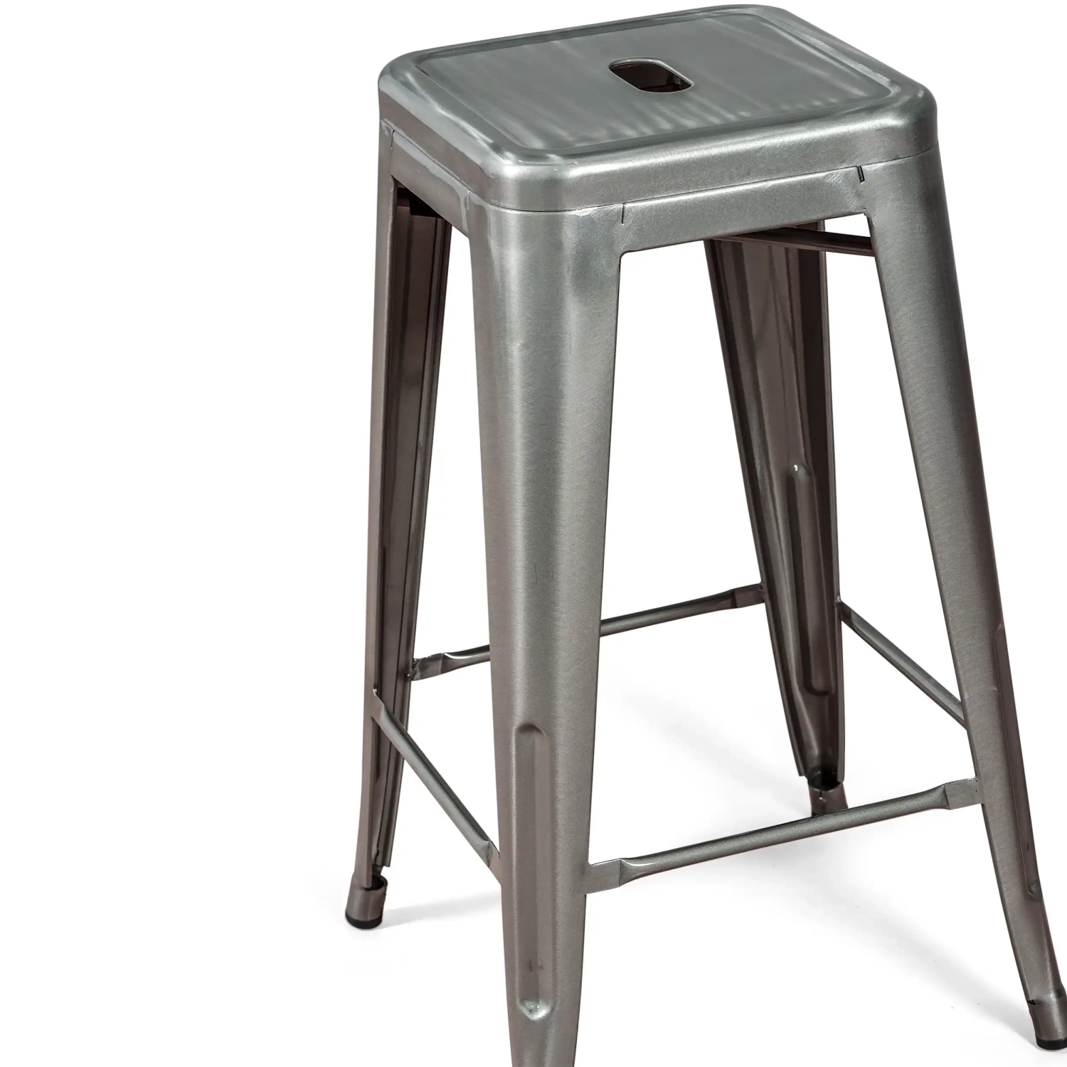 Tabouret industriel Bistro 66 cm | Acier empilable brillant ou mat