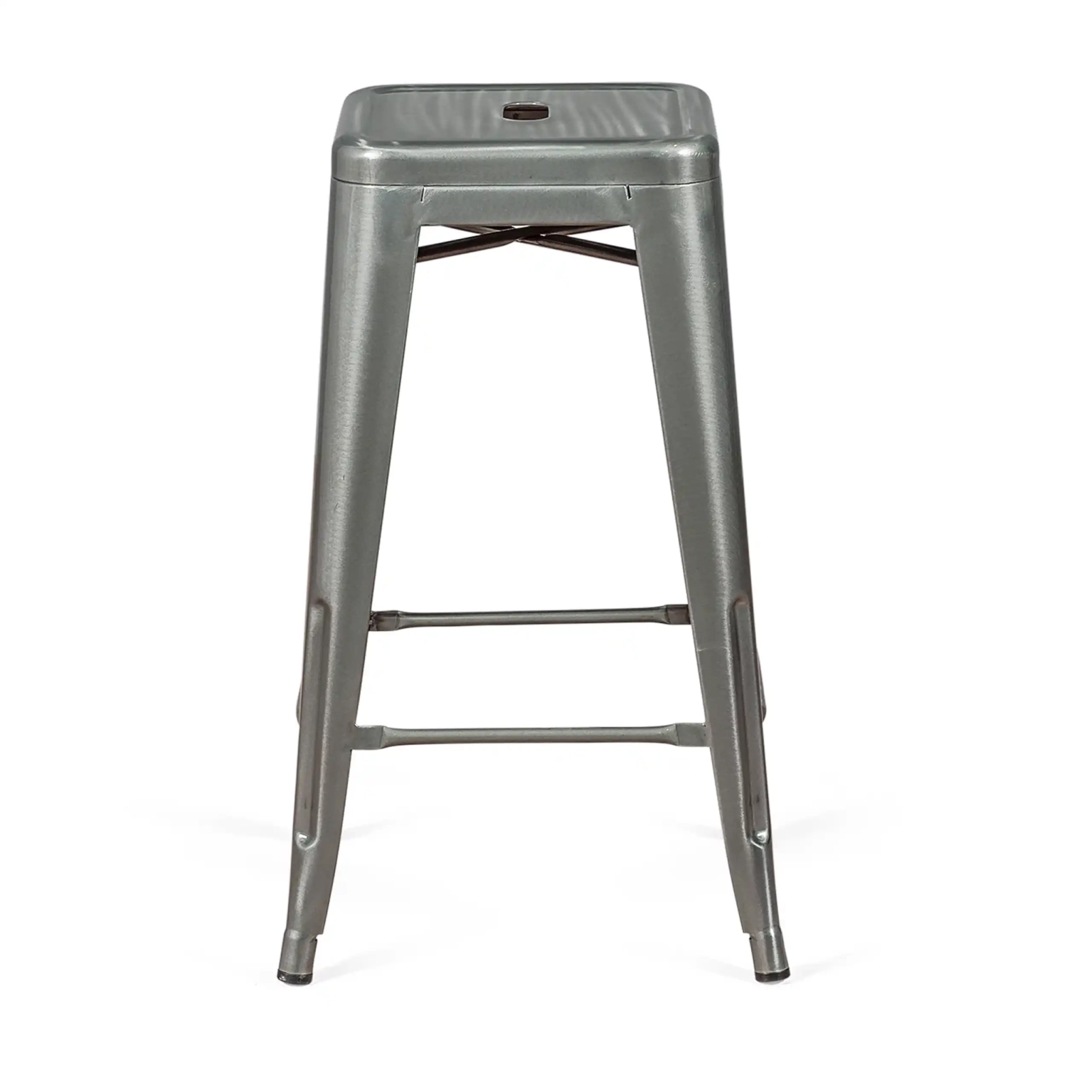 Sgabello Bistro industriale 66 cm | Acciaio impilabile lucido o opaco