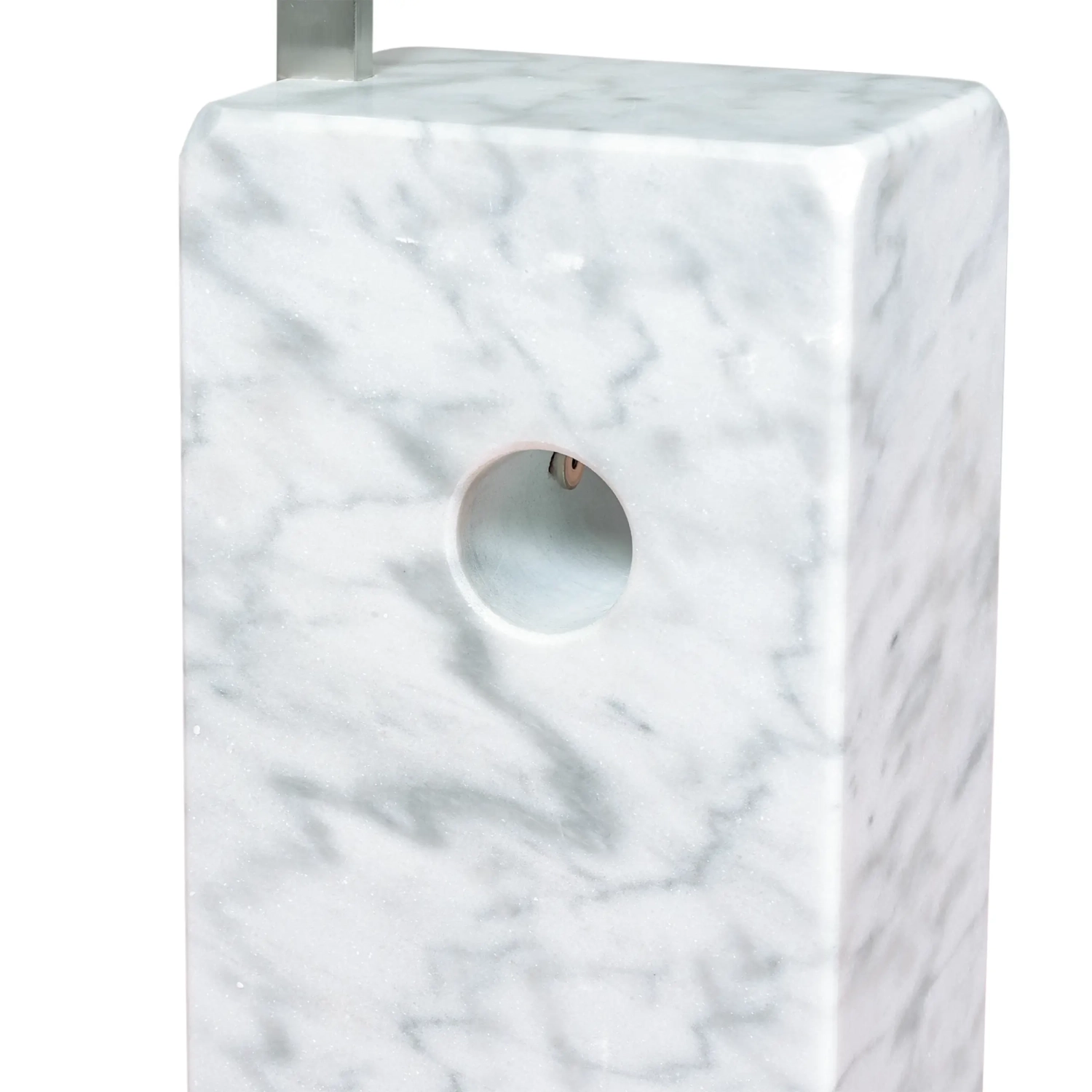 Lustre Manhattan en acier et marbre de Carrare | Luminaire design moderne