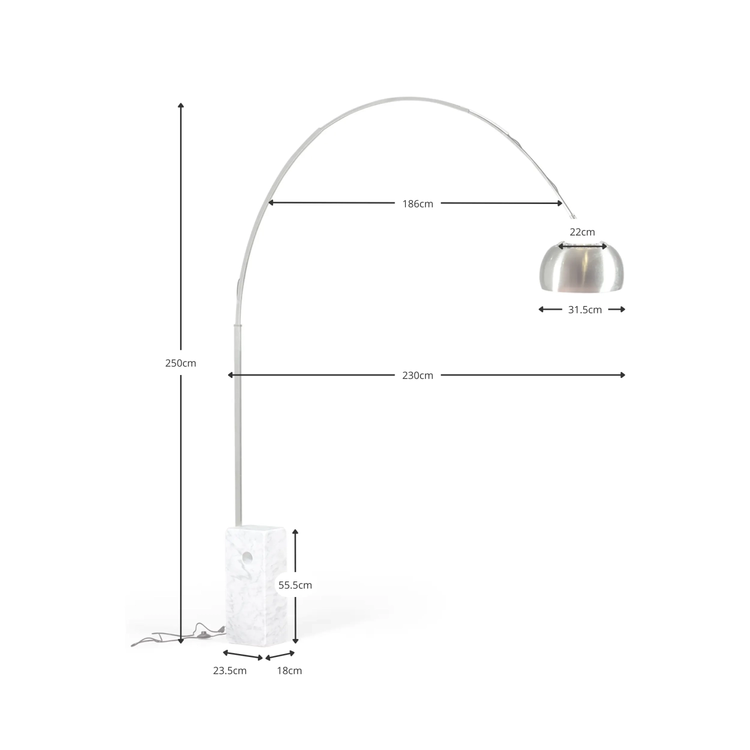 Manhattan kroonluchter in staal en Carrara marmer | Moderne designverlichting