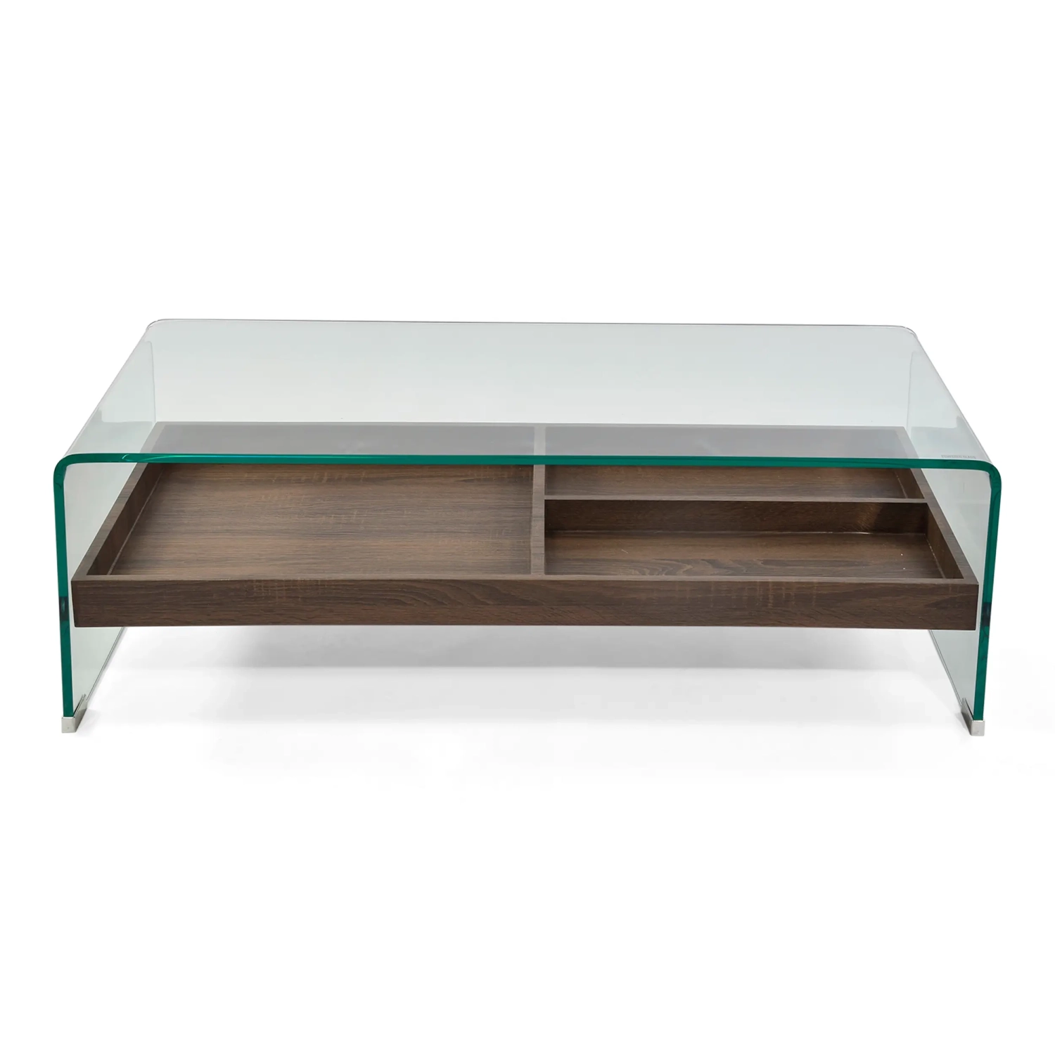 Table basse Pot : Verre trempé avec tiroir en bois