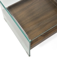 Table basse Pot : Verre trempé avec tiroir en bois