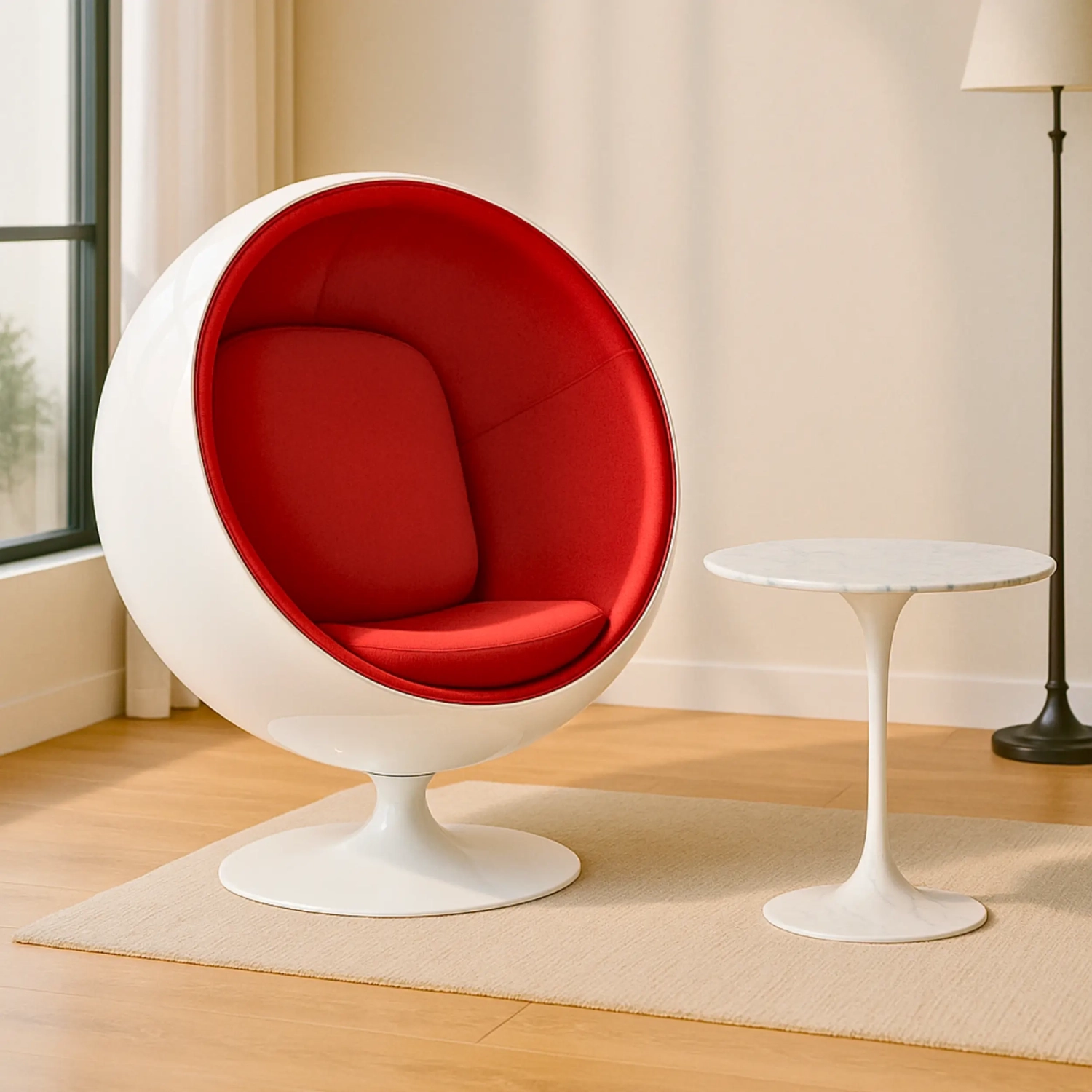 Inspiration Sivupöytä Tulip Sivupöytä Carrara Marble Ø50 cm | Mobelarium