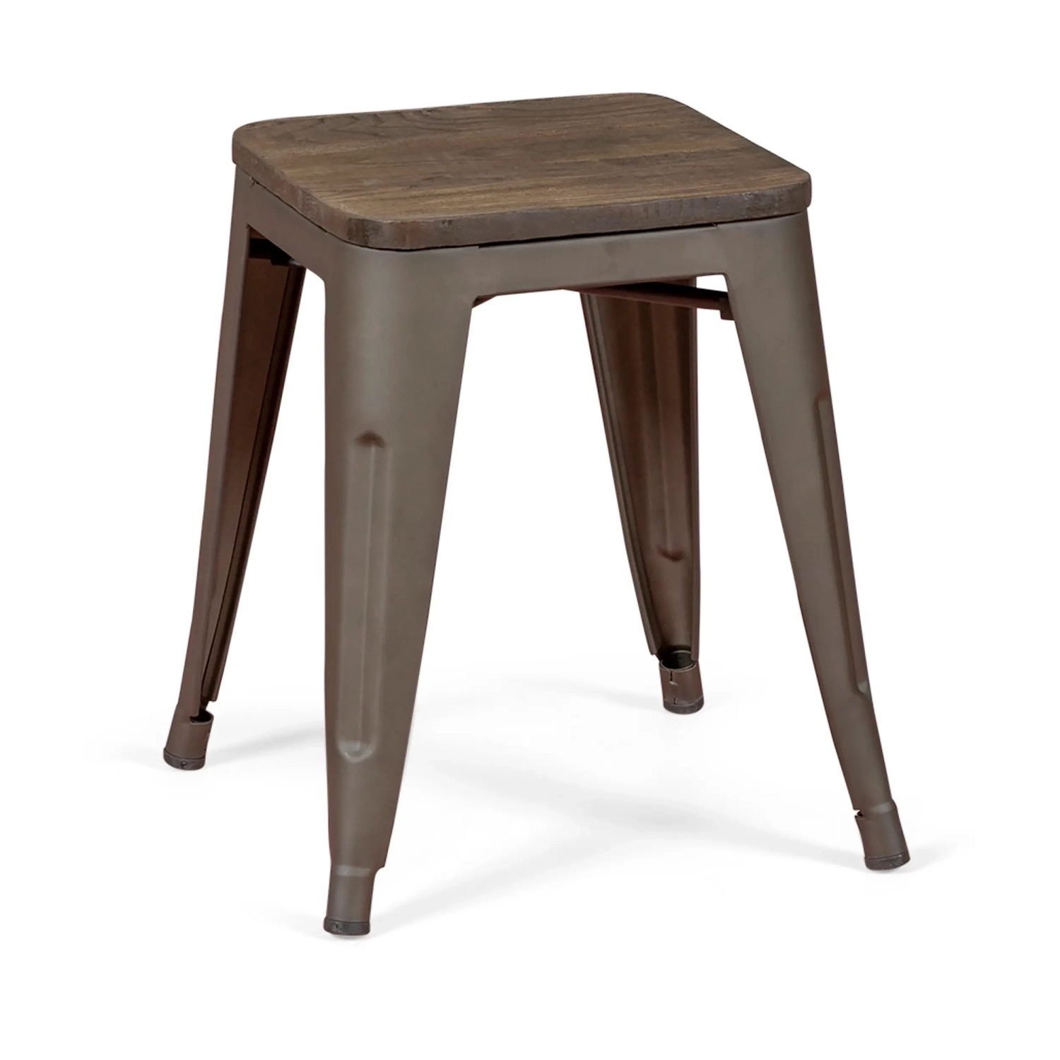 Wood Seat Stool Low Bistro Antique - Industrial stools and chairs