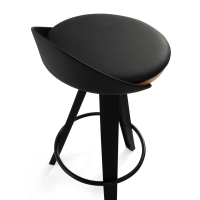 Sgabello Design Deco con sedile in faggio e similpelle