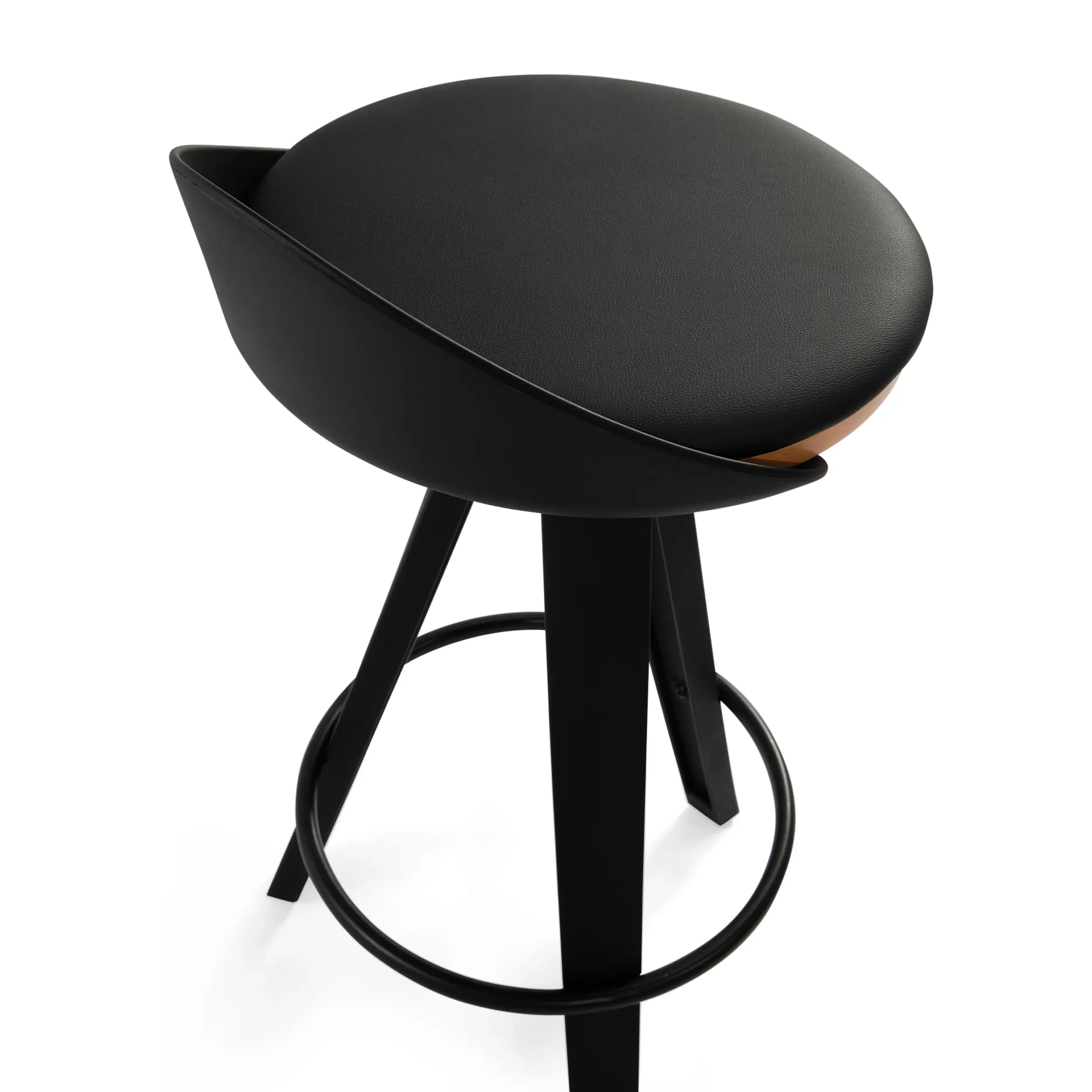 Hocker Deko-Design mit Sitz aus Buche und Kunstleder