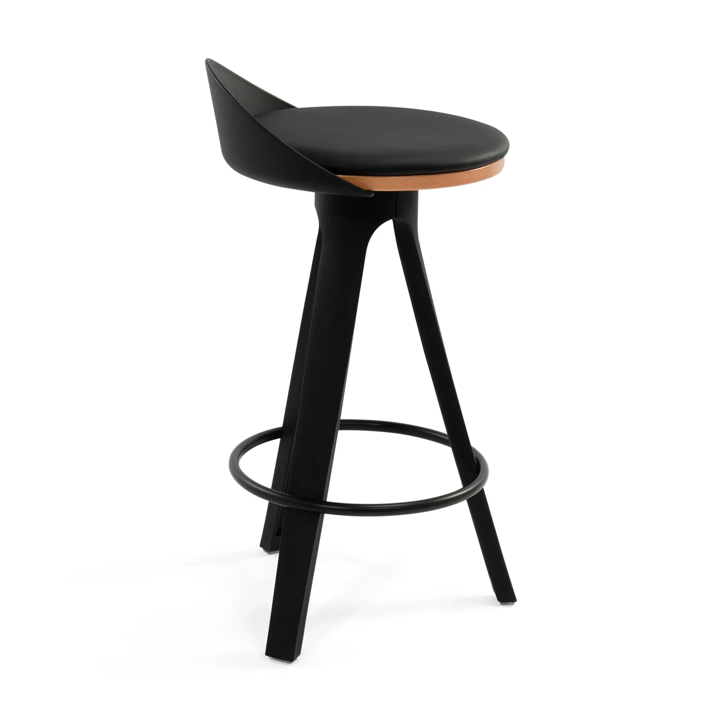 Tabouret Design déco avec siège en hêtre et similicuir