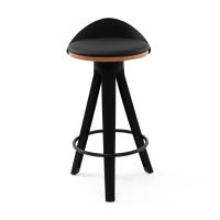 Taburete Deco de diseño con asiento de haya y polipiel