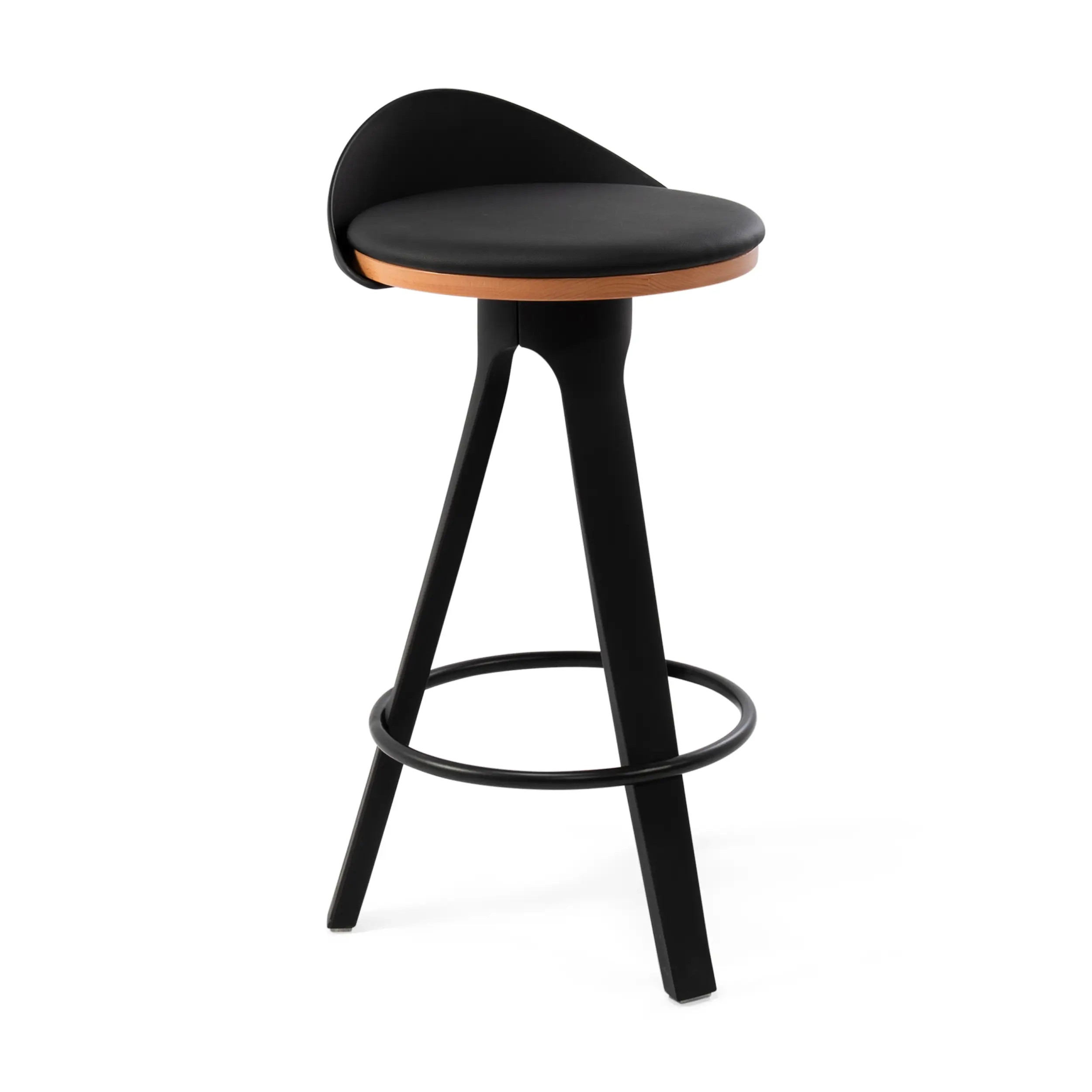 Stool Design deco with beech and leatherette seat