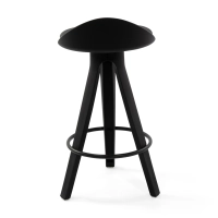 Taburete Deco de diseño con asiento de haya y polipiel
