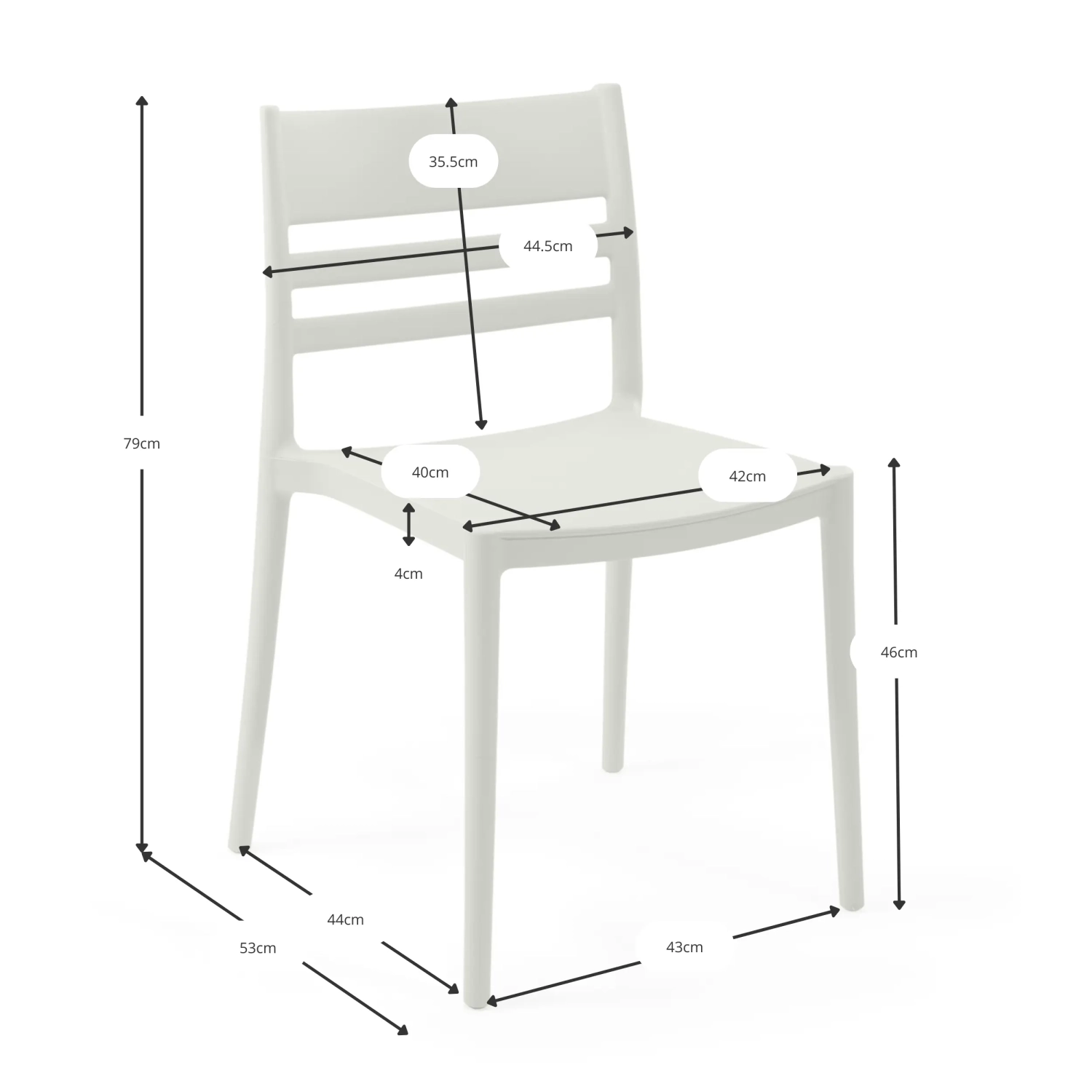 Silla apilable de polipropileno apta para exterior - Creta