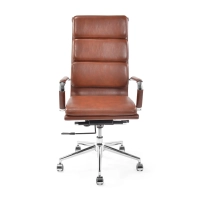 Cadeira de escritório moderna estofada em imitação de pele | Conforto e estilo profissional