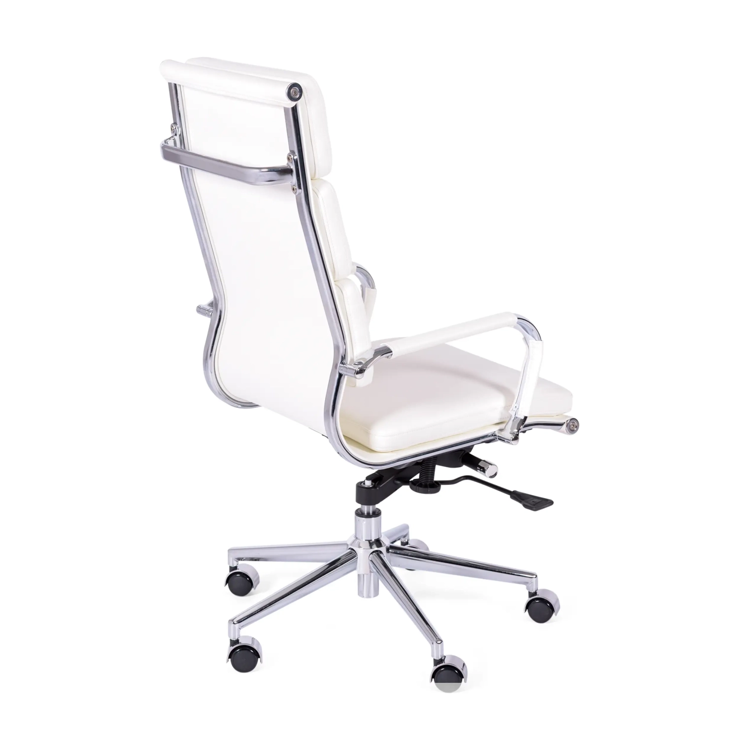 Cadeira de escritório em pele italiana com encosto alto e design elegante