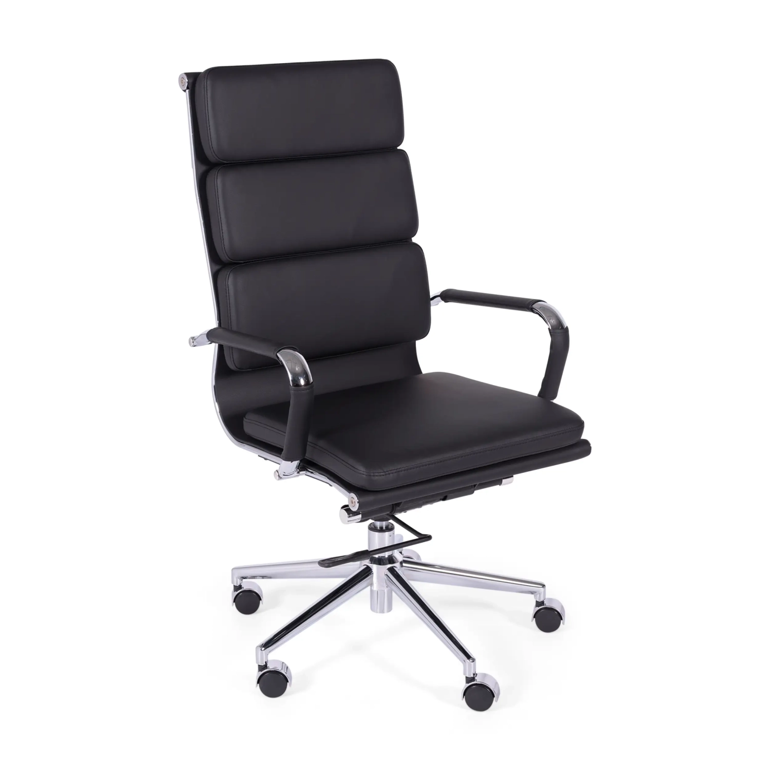 Chaise de bureau en cuir italien avec dossier haut - Design élégant
