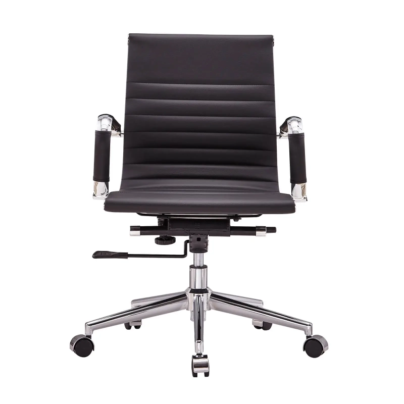 Sedia da ufficio Task con schienale basso in pelle italiana - Stile e comfort