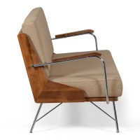Sofá Industrial Daneu estofado em algodão-Sofás de madeira-Mueble Design