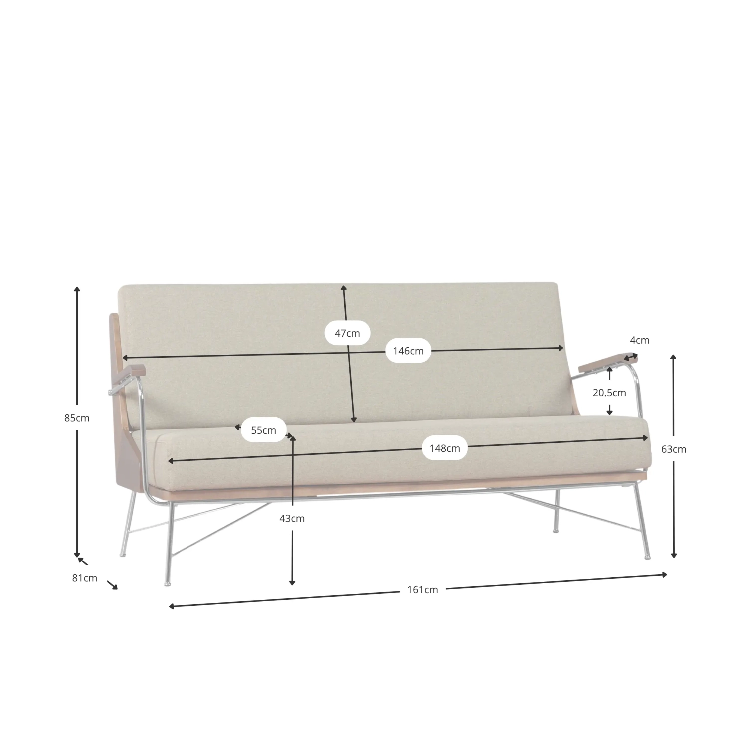 Industriële Sofa Daneu bekleed met katoen - Houten Sofas - Mobelarium