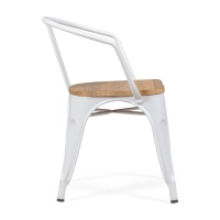 Bistro Chaise en bois à accoudoirs | Chaise industrielle avec accoudoirs et assise en bois