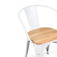 Bistro Chaise en bois à accoudoirs | Chaise industrielle avec accoudoirs et assise en bois