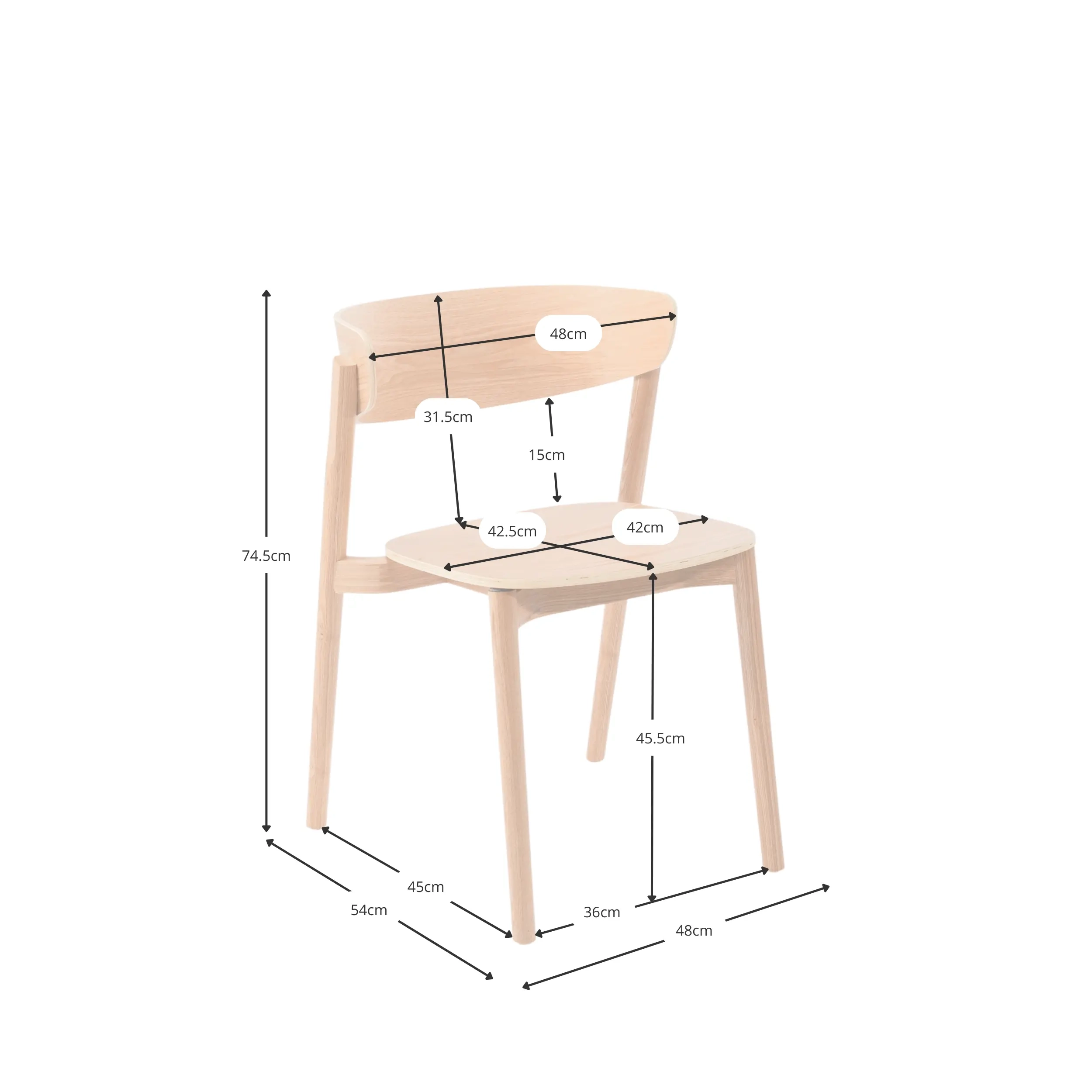 Eetkamerstoel Notorius van natuurlijk essenhout | Elegant design scandinavisch