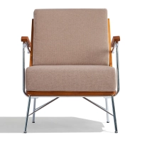 Industriële Daneu fauteuil bekleed met katoen-Houten fauteuil- pictogram mobiel