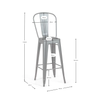 Bistro Stylowy taboret industrialny z oparciem - Taborety industrialne